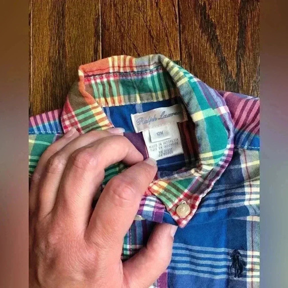 Ralph Lauren Boys 12M 100% Cotton Multi-Color Plaid Button-Down Shirt - EUC! - Picture 6 of 10